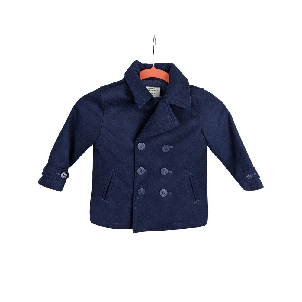 Janie and Jack Navy Blue Double Breasted Peacoat Toddler 2T Anchor Buttons